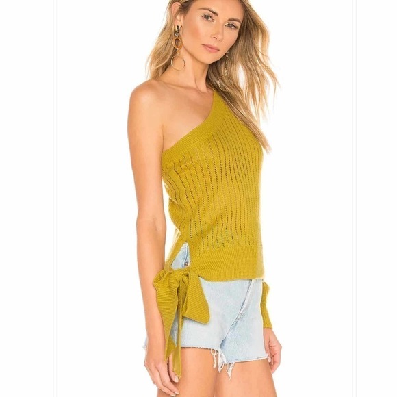 Tularosa Rossmore One Shoulder Sweater Top Size XS Moss - Picture 4 of 9